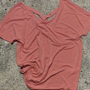 Coral T-shirt with X Back